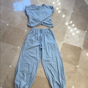 Women's Light Blue Pants & Top Set